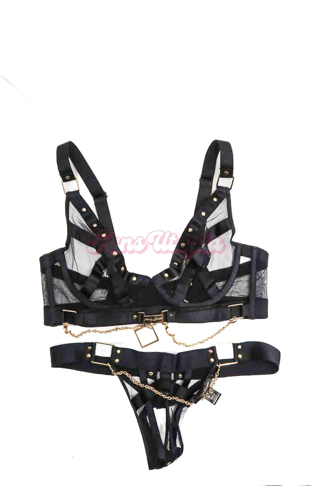 Lena the Plug HB Black Rivitted Bra & Panty Set Lena the Plug