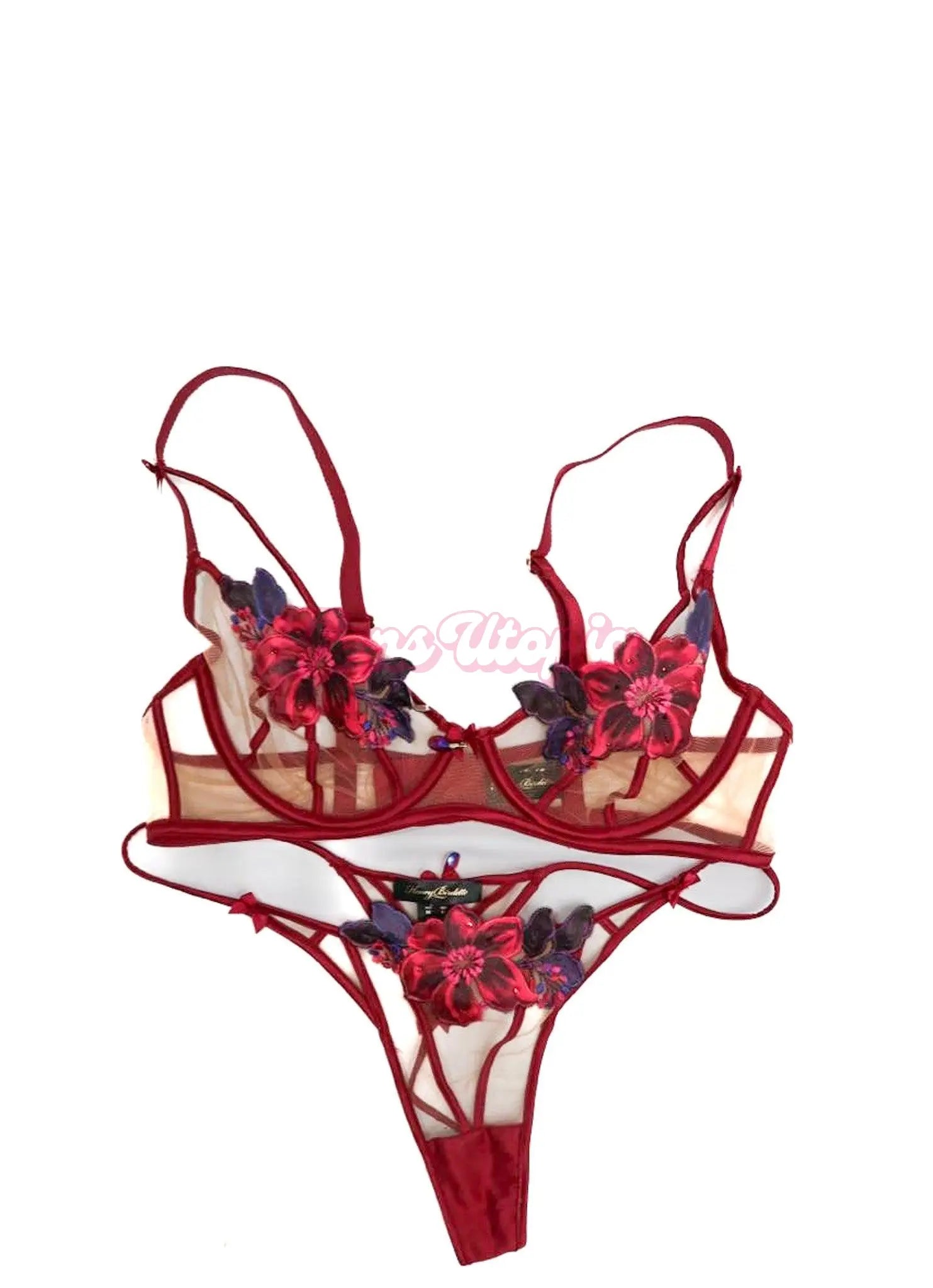 Lena the Plug HB Floral Maroon Bra & Panty Set Lena the Plug