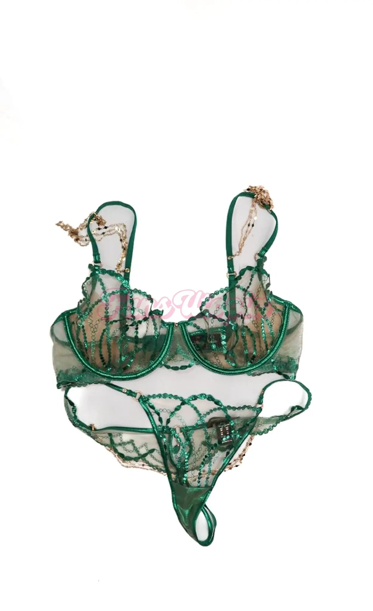 Lena the Plug HB Green Chain Bra & Panty Set OUTLET