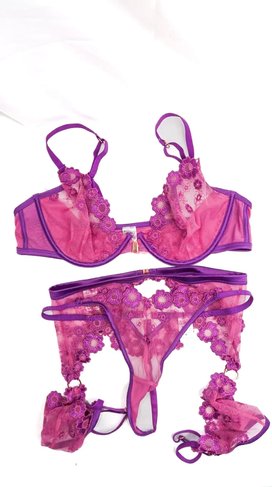 Lena the Plug Purple Floral Lingerie Set OUTLET