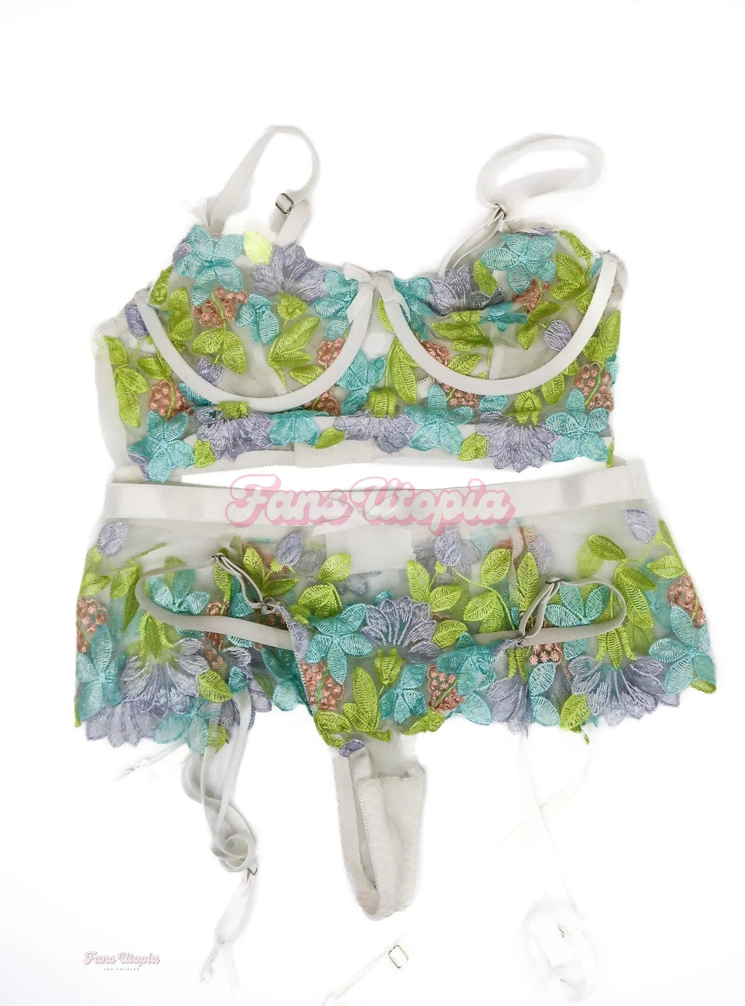 Lexi Lore White Green Floral Lingerie Set Lexi Lore