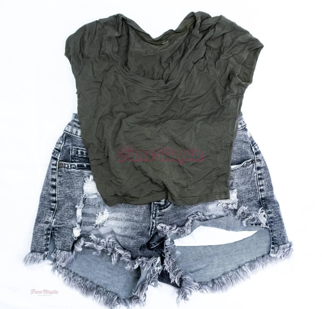Lily Lou Green Top & Jean Short Set Lily Lou
