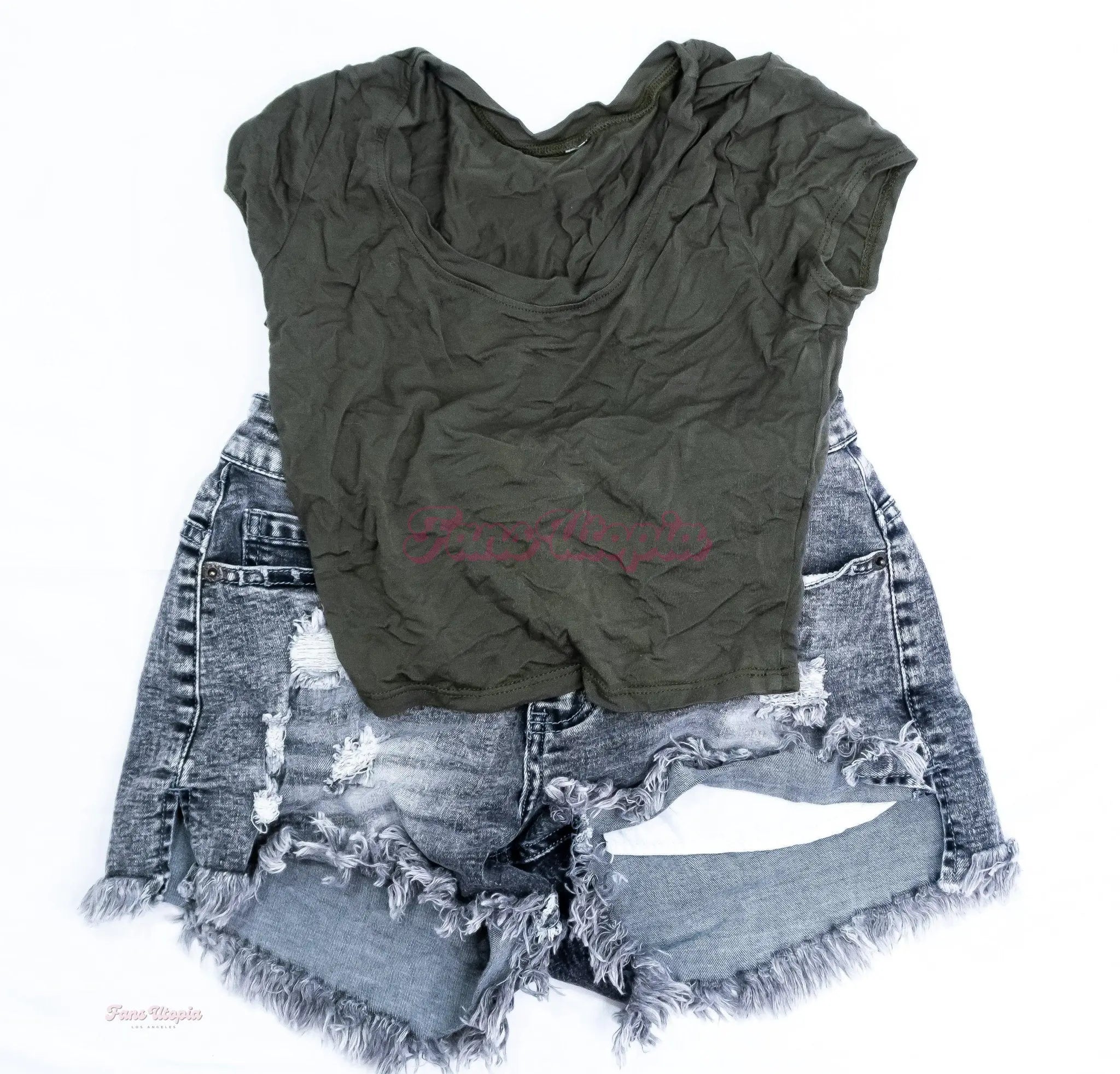 Lily Lou Green Top & Jean Short Set Lily Lou