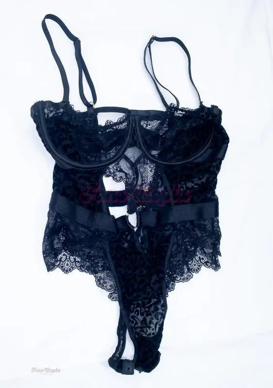 Lumi Ray Black Animal Print Lace Bodysuit Lumi Ray
