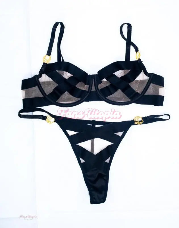 Lumi Ray Black Bondage Bra & Panties Set Lumi Ray