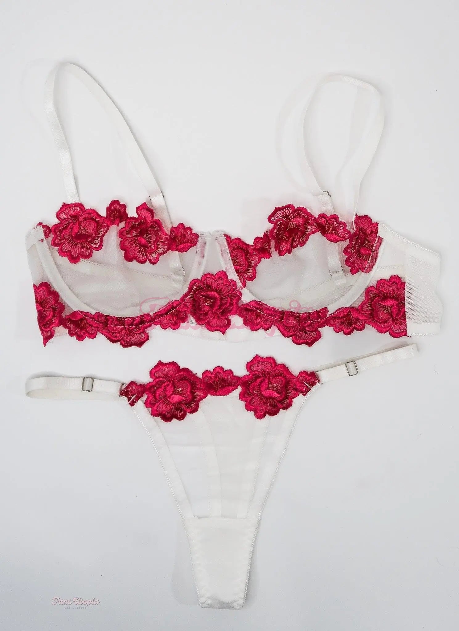 Lumi Ray White Pink Floral Bra & Panty Set Lumi Ray