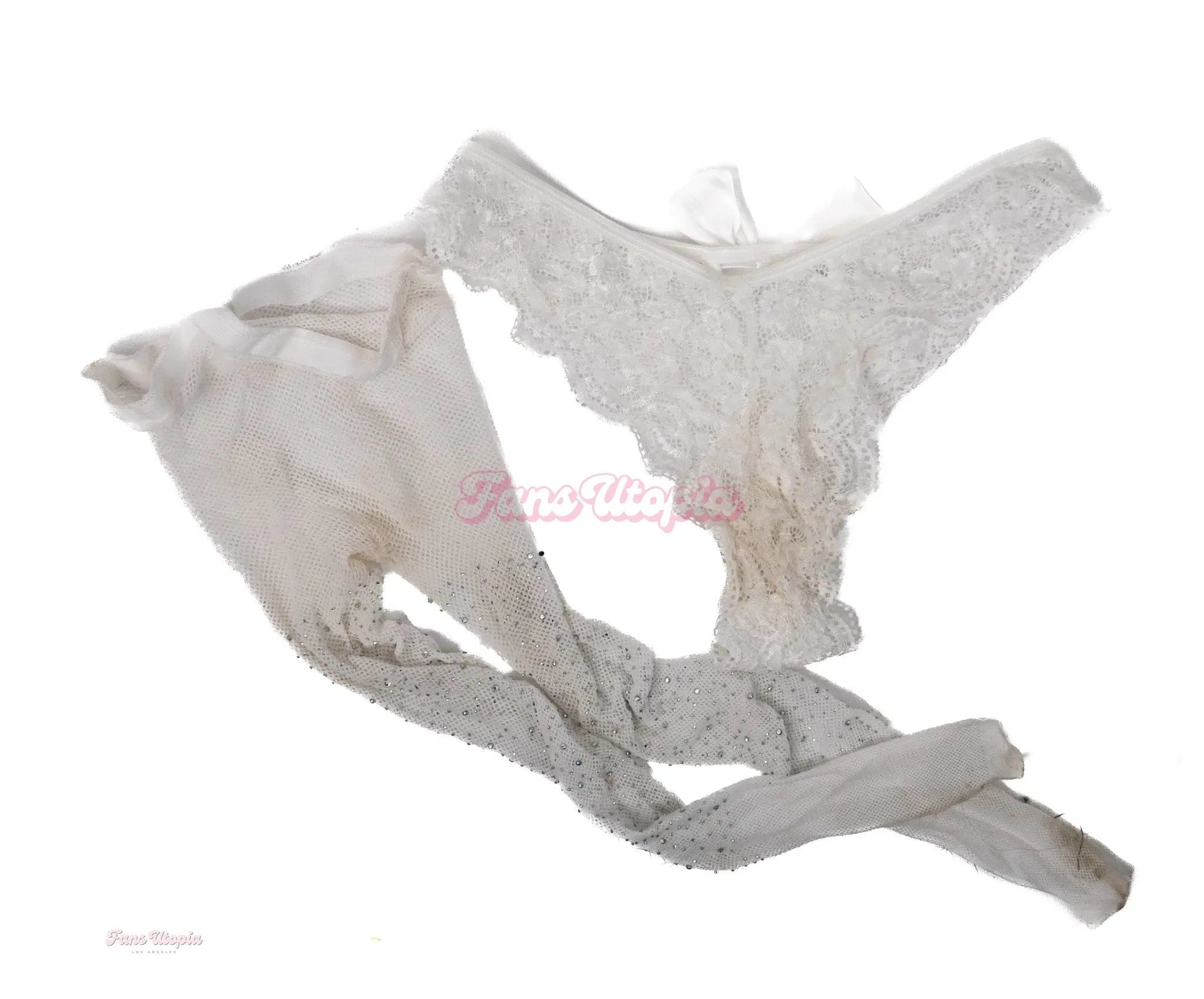 Marina Maya White Lace Thong + Fishnets Marina Maya