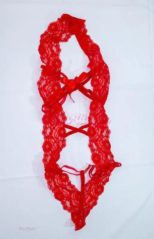 Maya Woulfe Red Lace Bodysuit Maya Woulfe