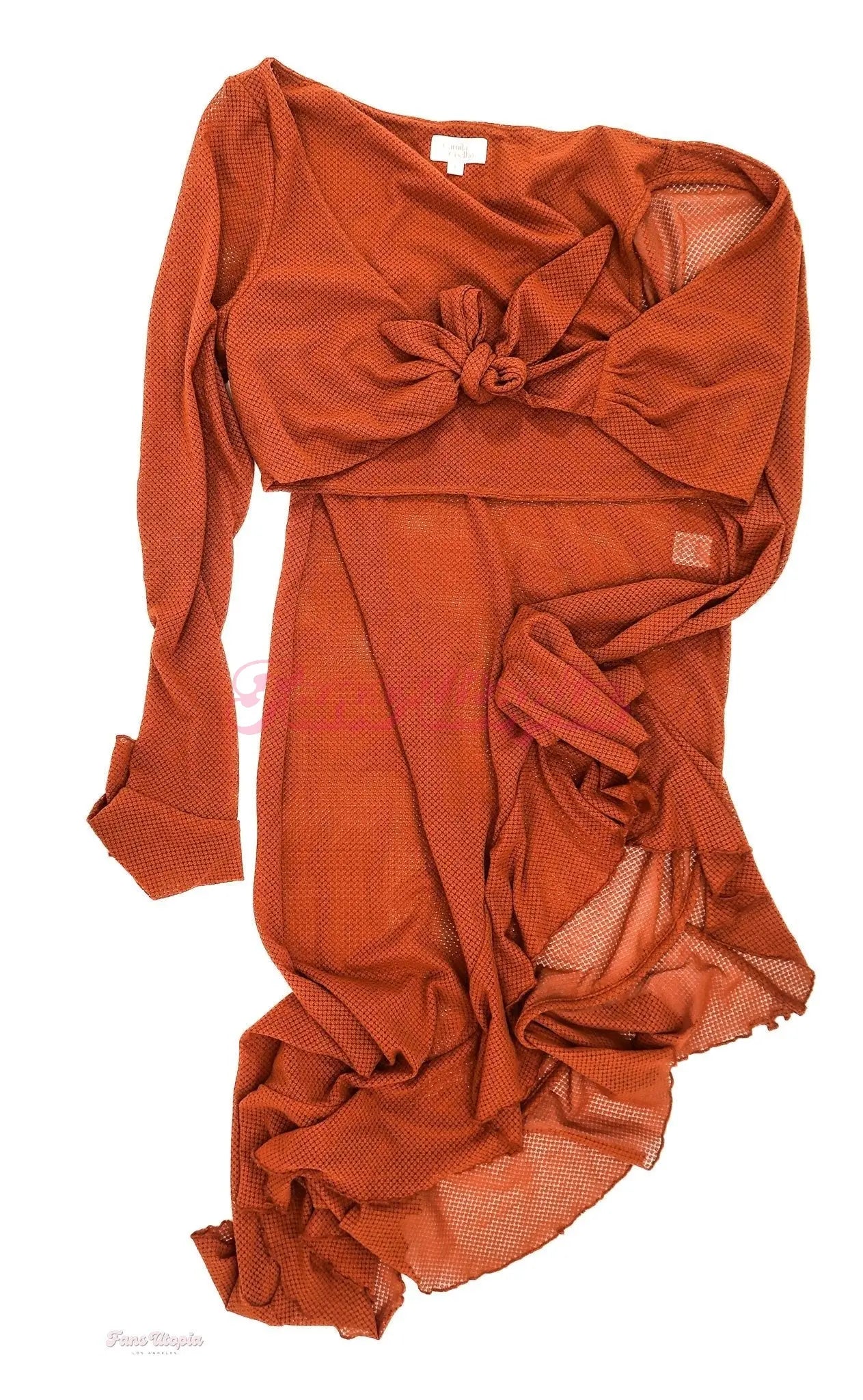 Mia Malkova Burnt Orange Mesh Outfit OUTLET