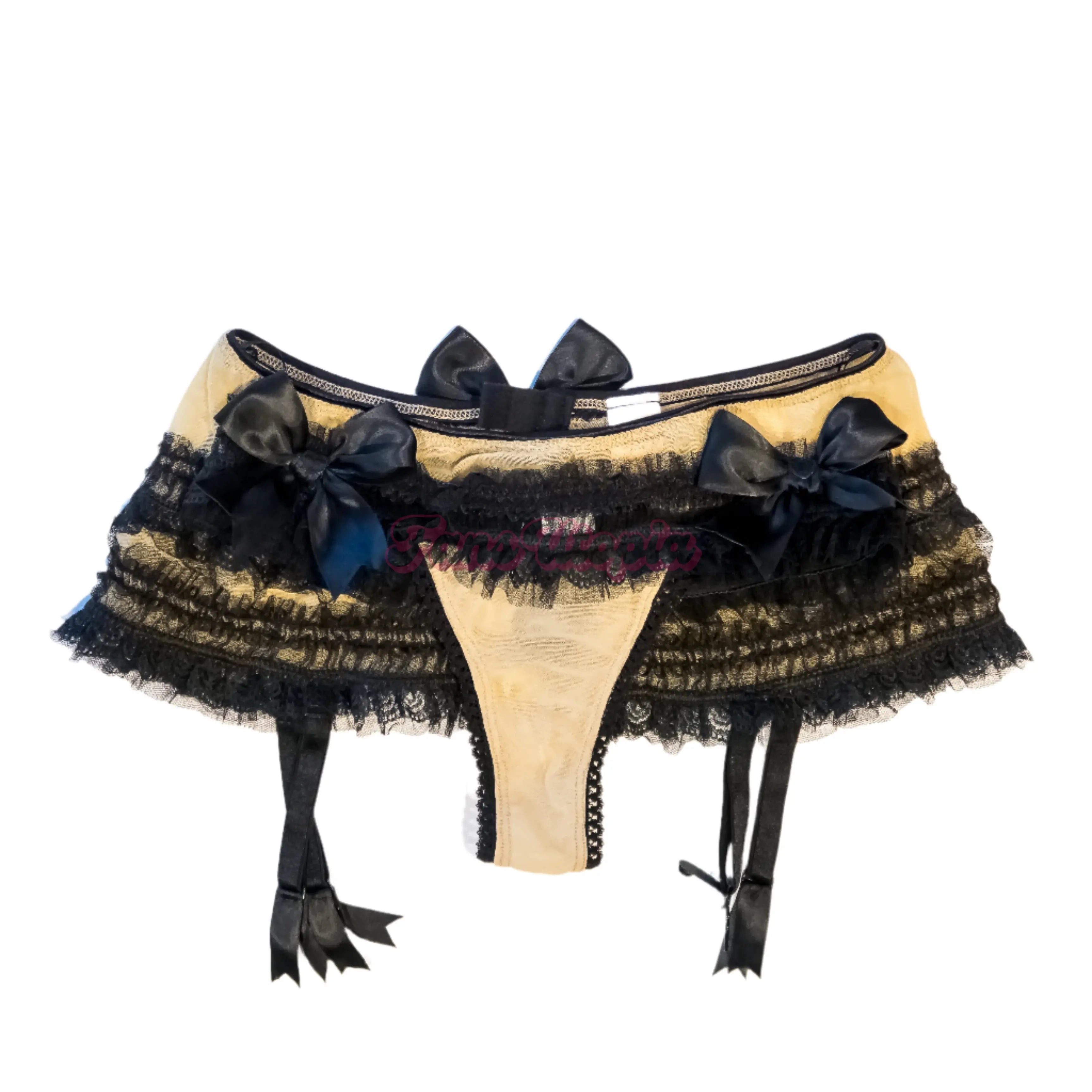Natasha Trashy Black Nude Garder + Thong Set Natasha