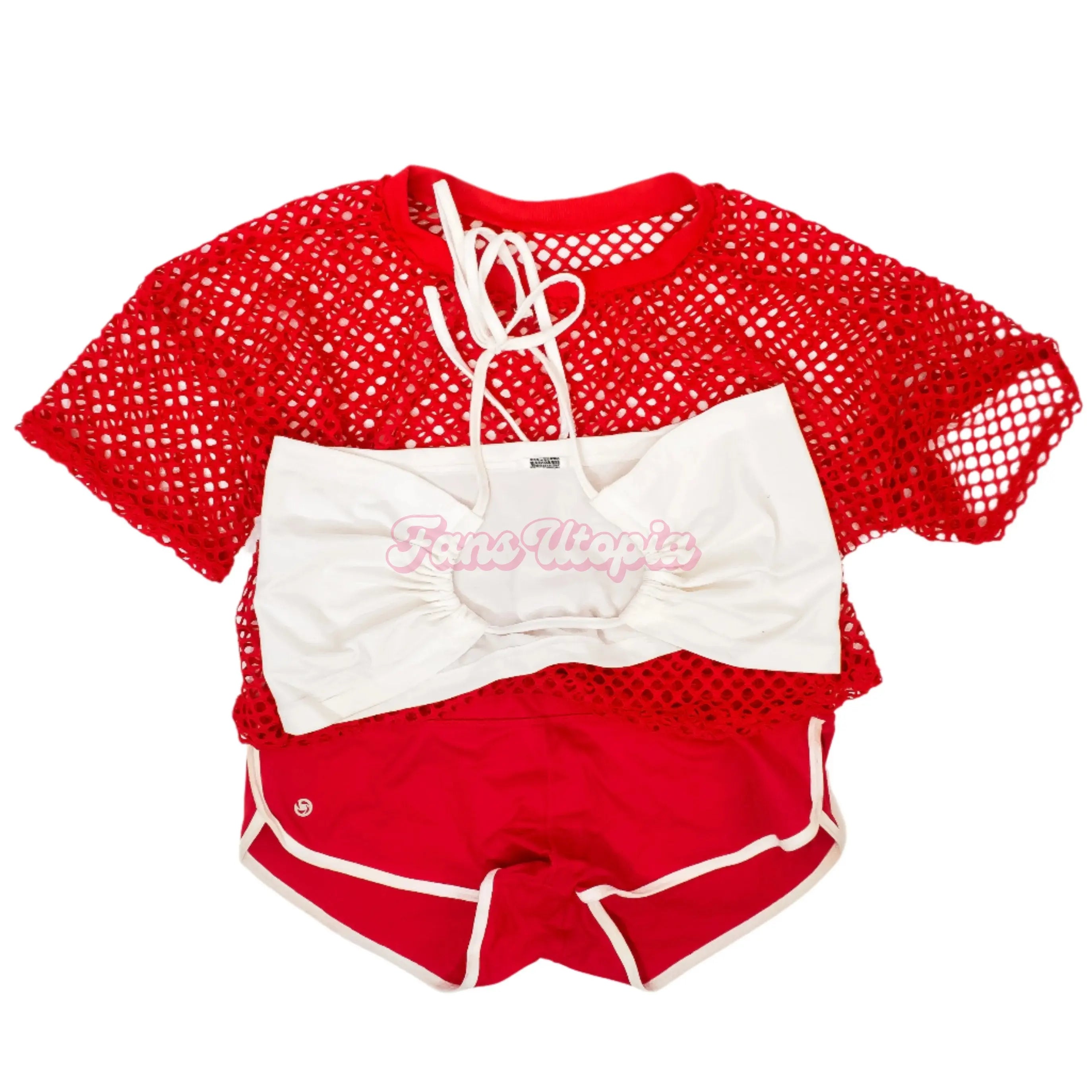 Nia Bleu Red & White Outfit + Sneakers Nia Bleu
