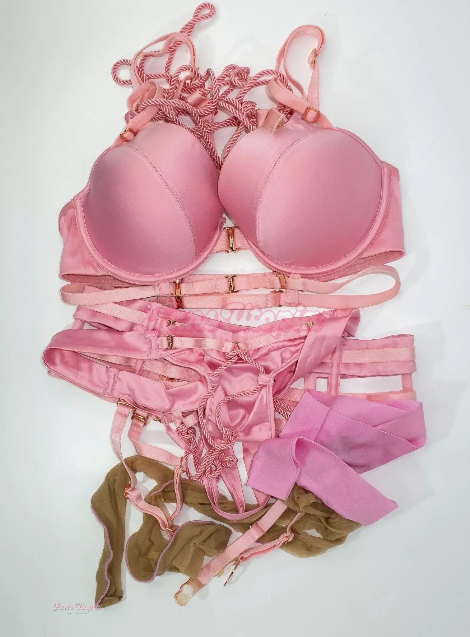 Nicole Doshi HB Pink Rope Crotchless Complete Lingerie Set The Local Talent Podcast