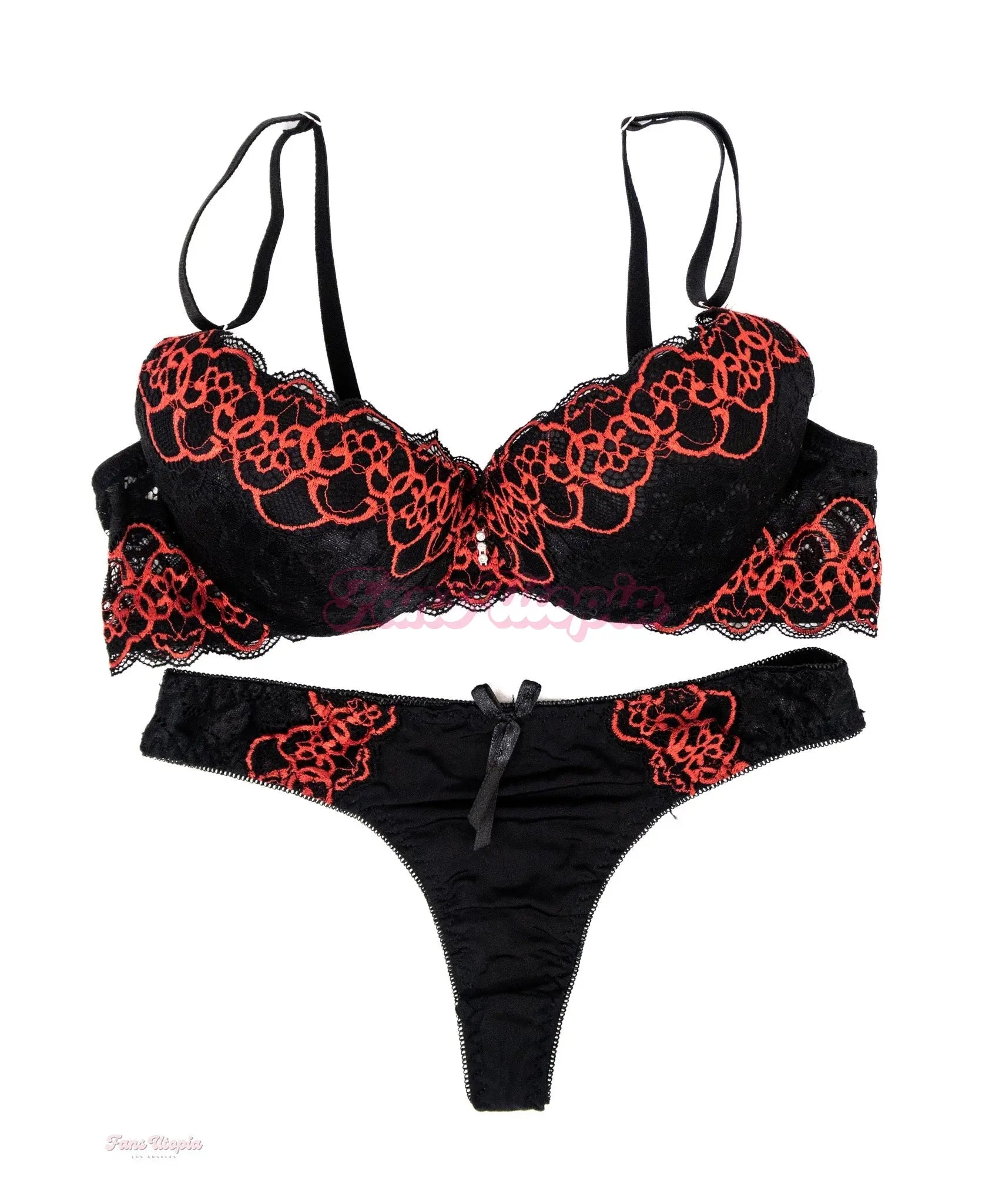 Nikki Benz Black Neon Floral Bra & Panty Nikki Benz