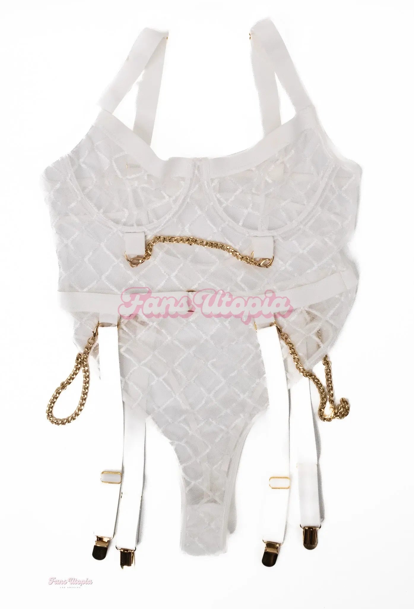 Nikki Benz White With Gold Chain Bodysuit Nikki Benz