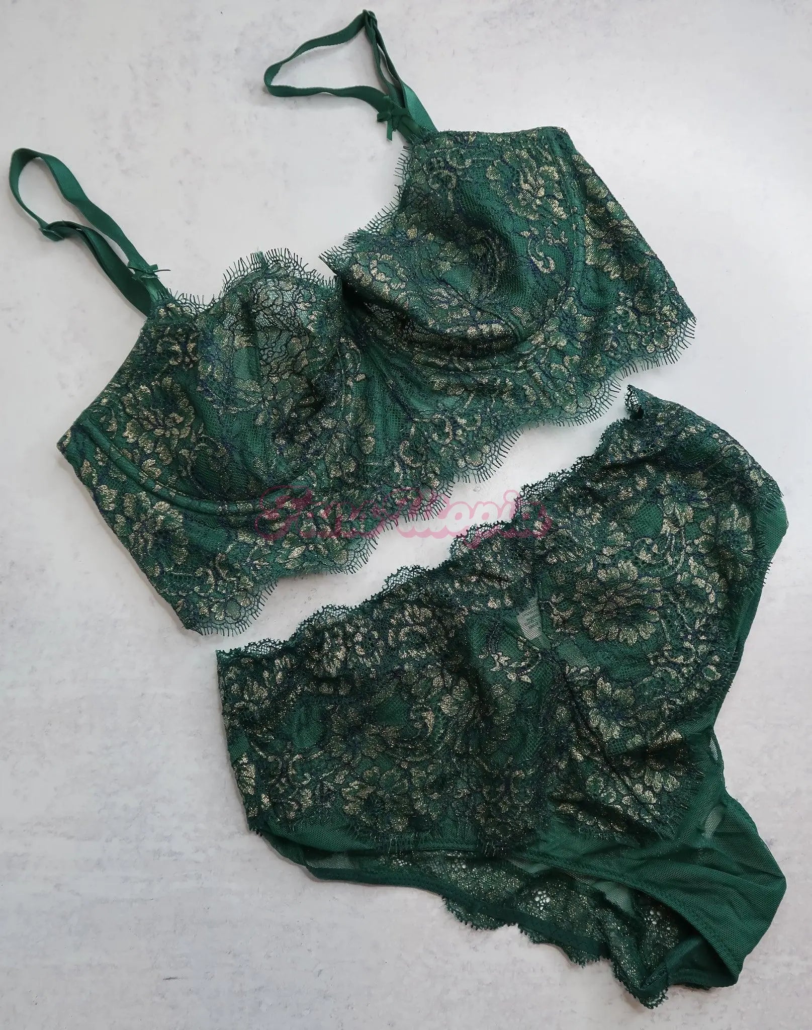 Nina Dolci Forest Green Bra & Thong + Cheeky Panties Nina Dolci
