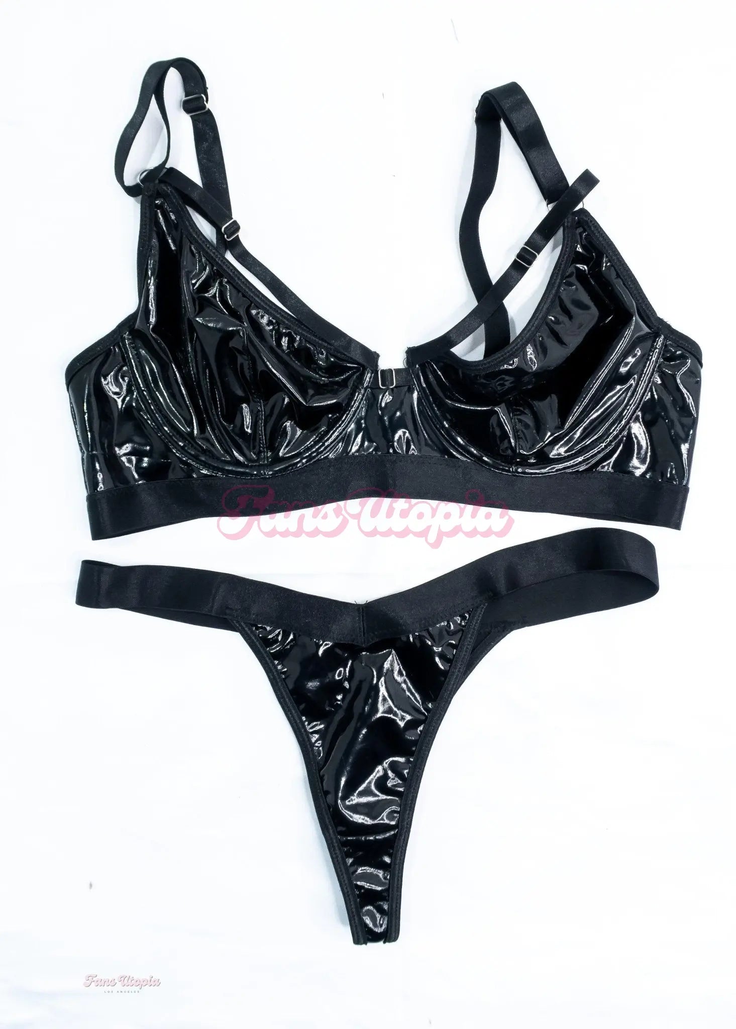 Payton Preslee Black Latex Bra & Panties Set Payton Preslee