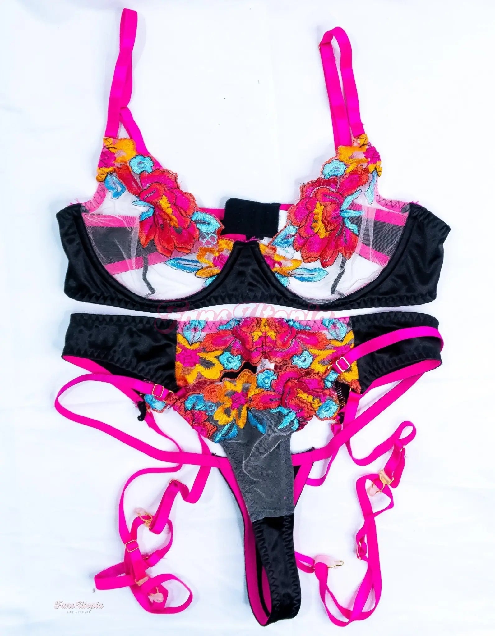 Payton Preslee Black Pink Floral Lingerie Set Payton Preslee