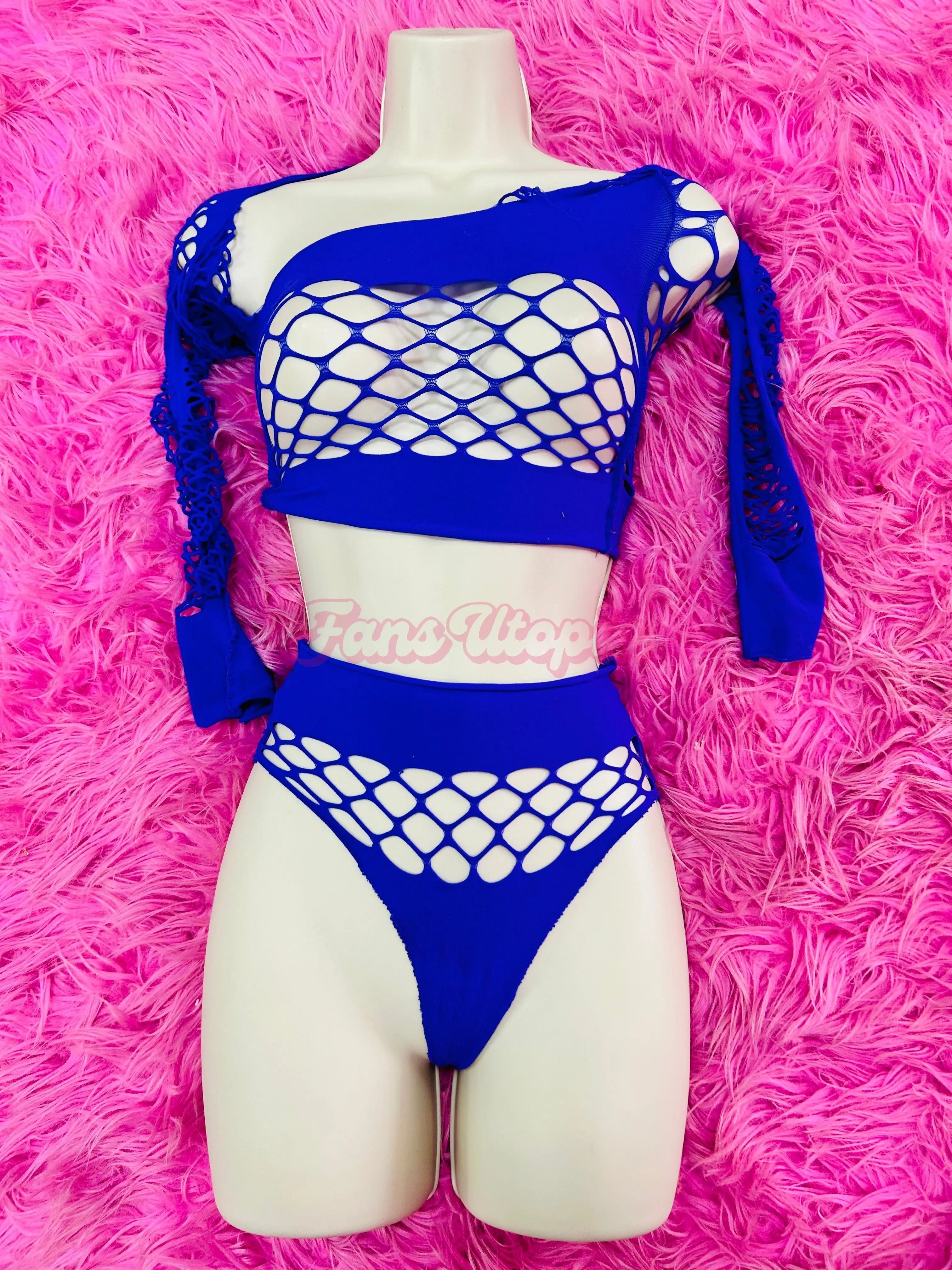 Payton Preslee Blue Fishnet Lingerie Set Payton Preslee