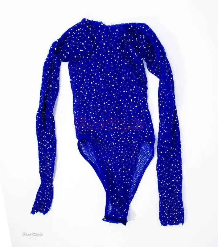 Payton Preslee Blue Rhinetoned Mesh bodysuit Payton Preslee