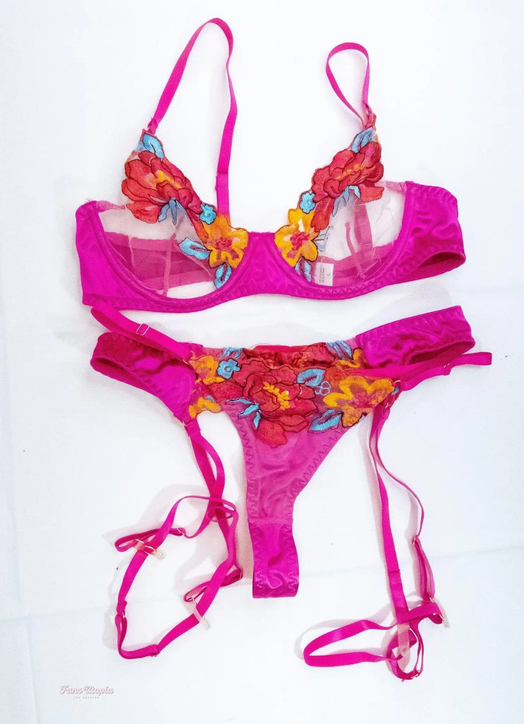 Payton Preslee Pink Floral Lingerie Set + Black Fishnets Payton Preslee