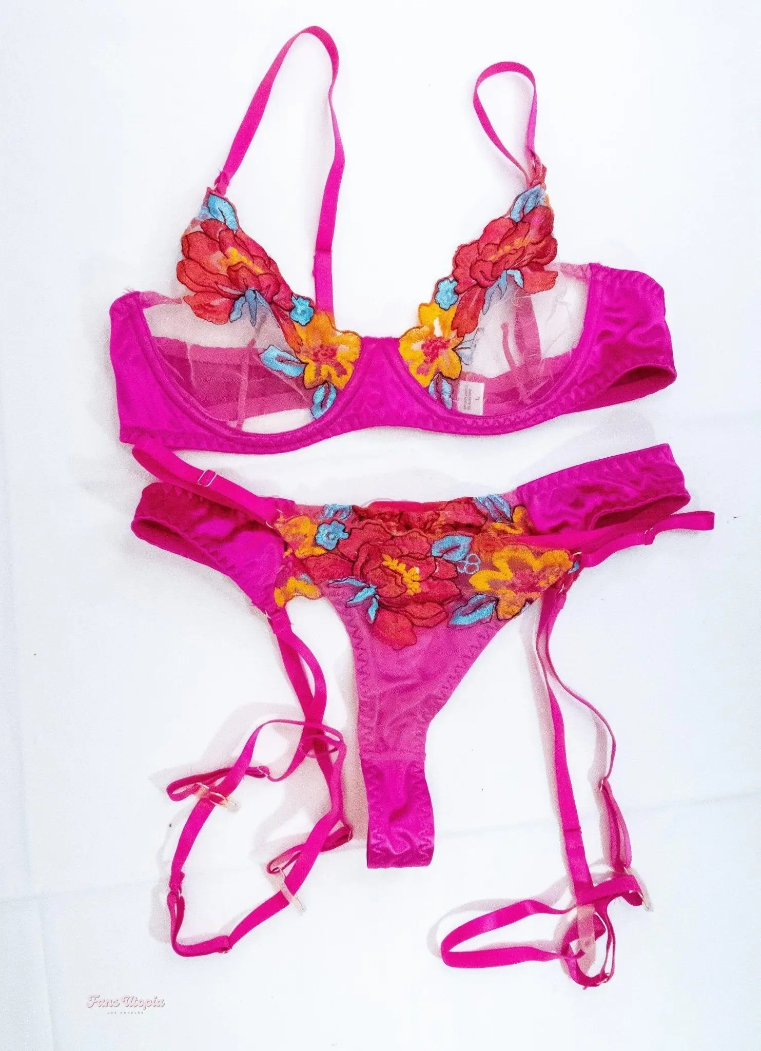 Payton Preslee Pink Floral Lingerie Set + Black Fishnets Payton Preslee