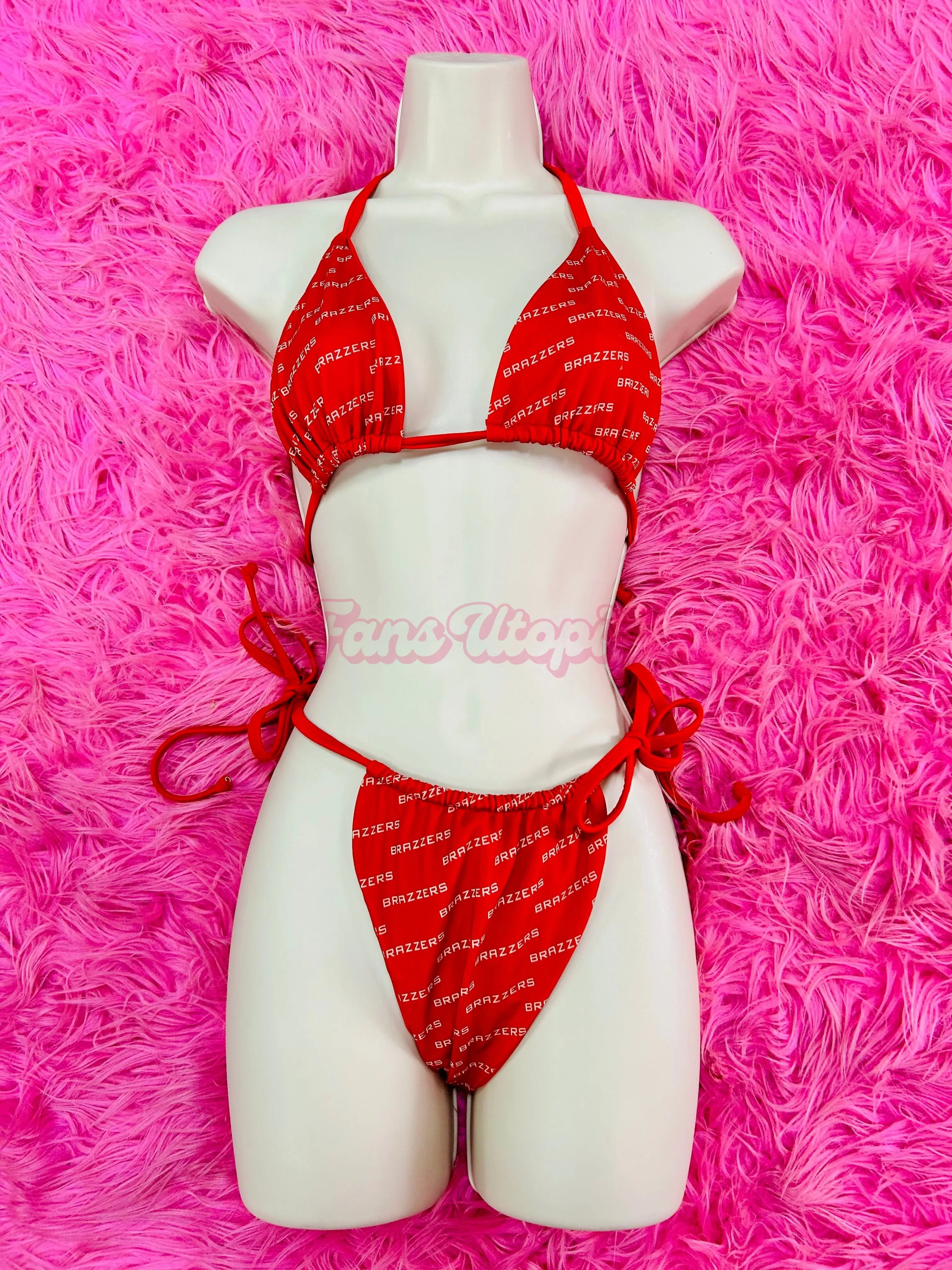 Payton Preslee Red Bikini with Bold Graphic Lettering Payton Preslee