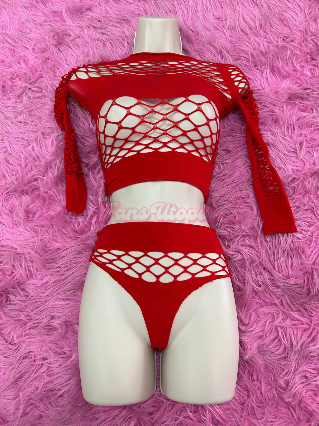 Payton Preslee Red Fishnet Set Payton Preslee