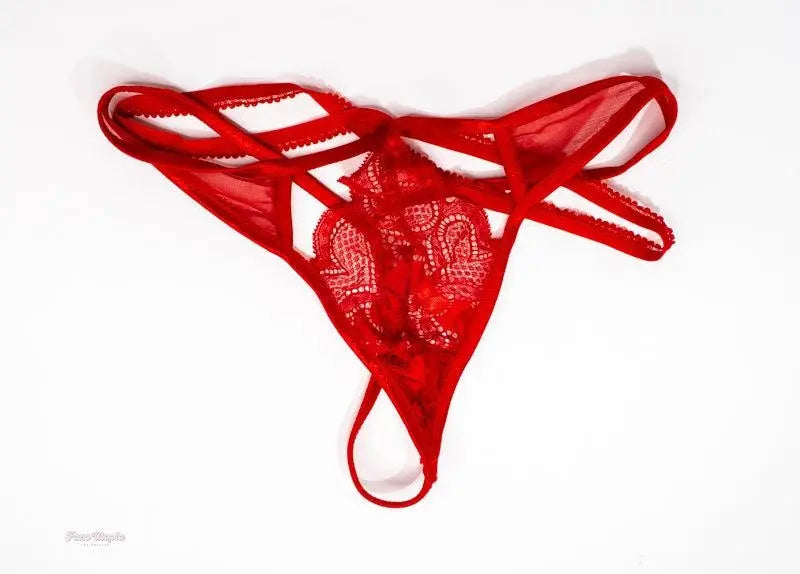 Payton Preslee Red Heart Lace Thong + Nude Thigh Highs Payton Preslee