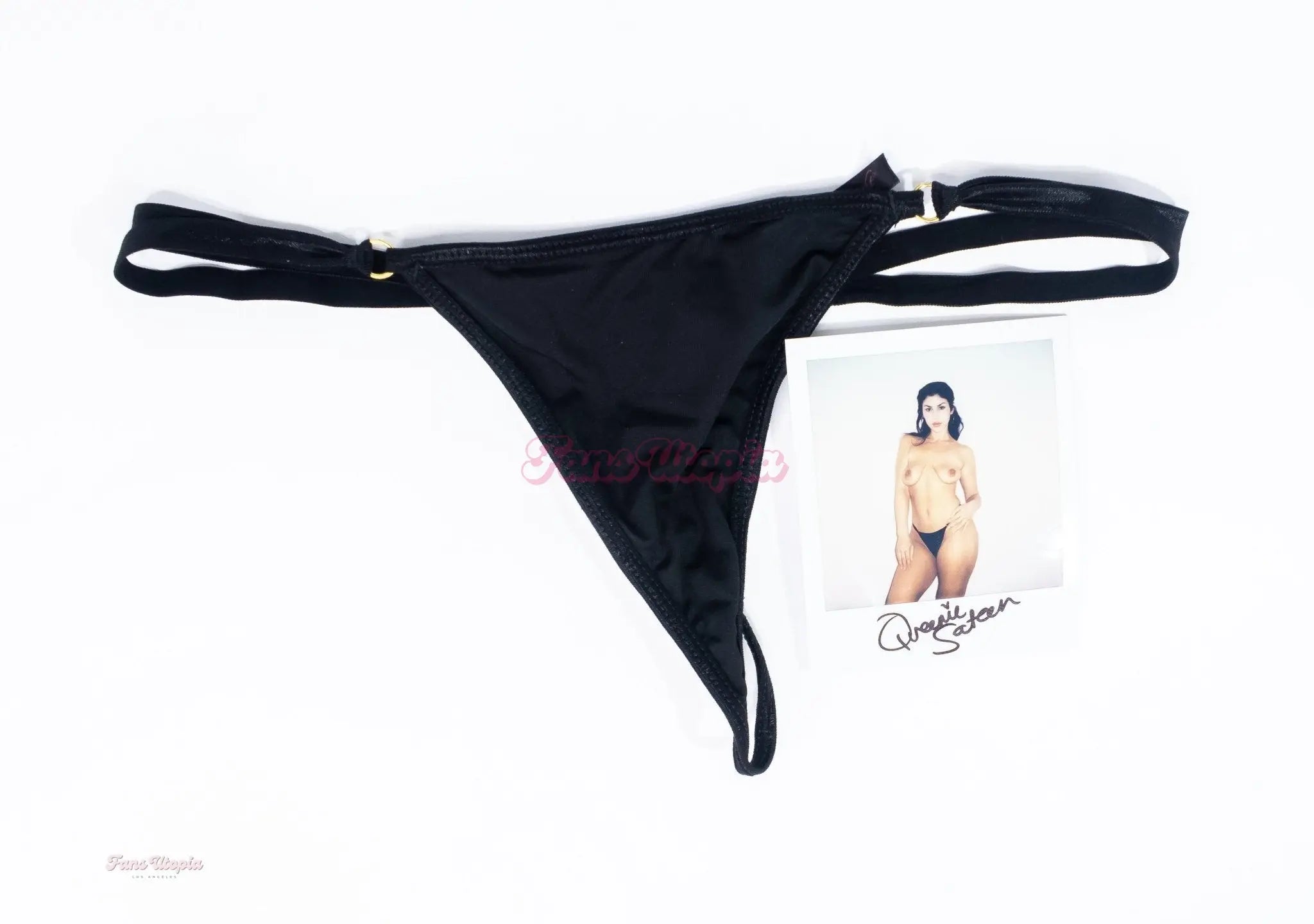 Queenie Sateen Black Thong Queenie Sateen