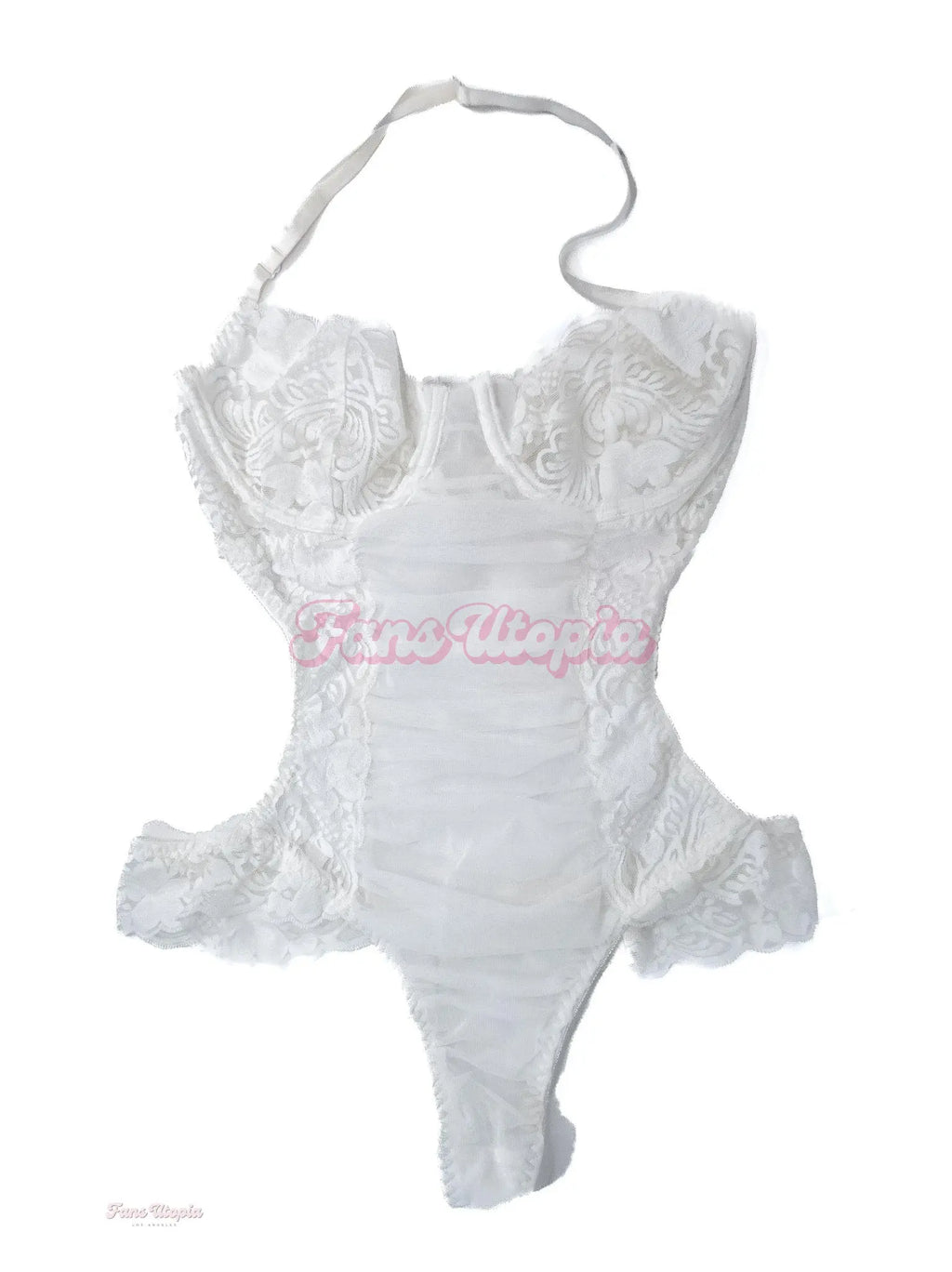 Queenie Sateen White Lace Bodysuit Queenie Sateen