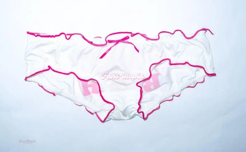 Queenie Sateen White with Pink Booty Shorts Queenie Sateen