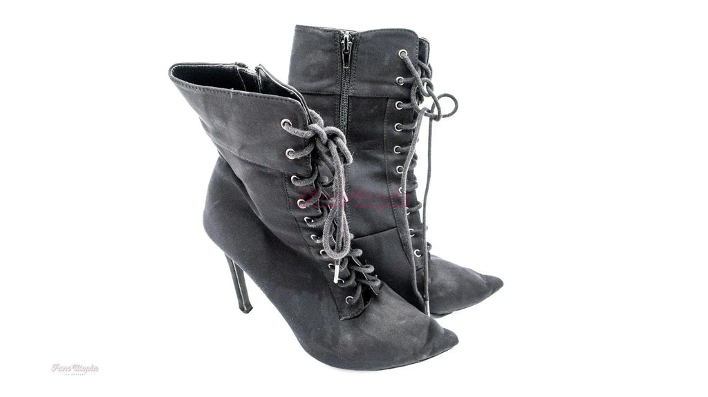 Rachael Cavalli Black Canvas Lace Booties Rachael Cavalli