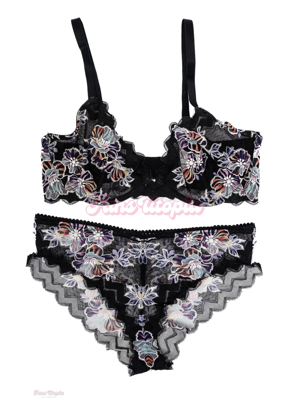 Riley Nixon Black Tropical Lace Bra & Panty Set Riley Nixon