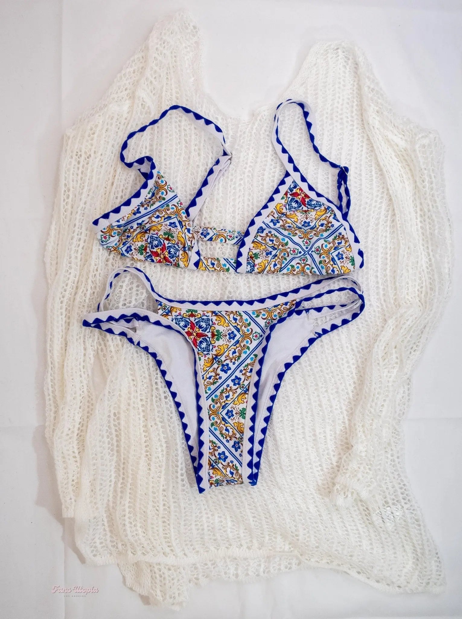 Rory Knox White & Blue Bikini & Coverup Rory Knox