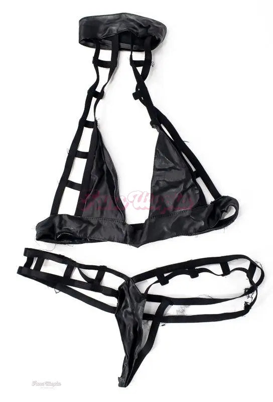 Samantha Mack Black Choaker Bra and Panties Samantha Mack
