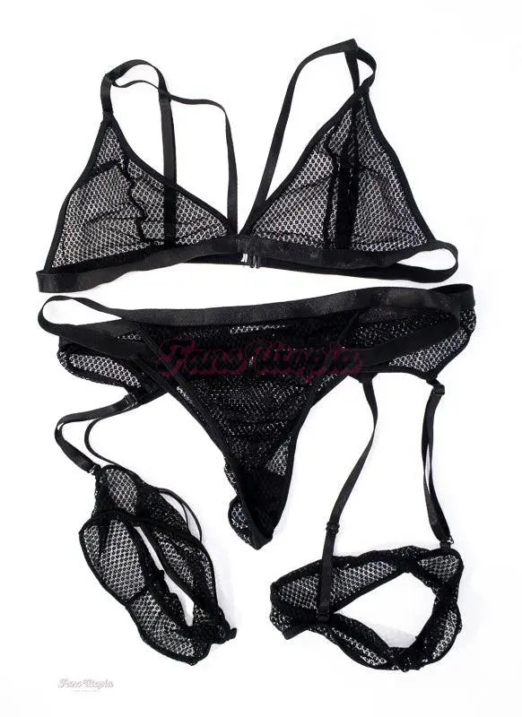 Samantha Mack Black Mesh Lingerie Set Samantha Mack