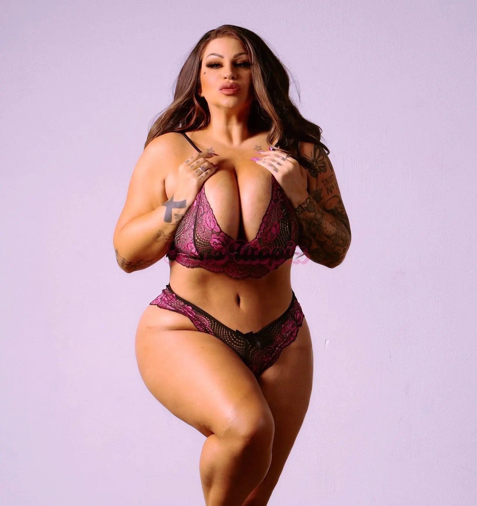 Samantha Mack Black & Pink Lace Set Samantha Mack