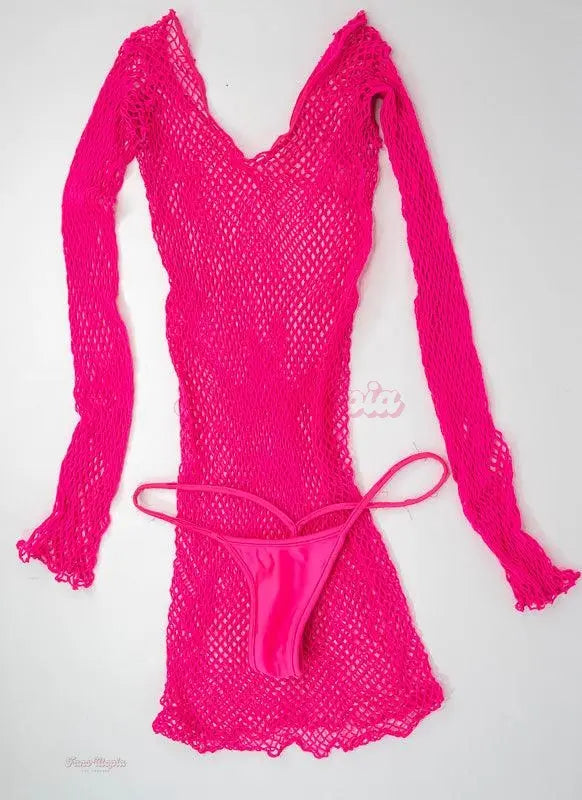 Samantha Mack Hot Pink Mesh Dress Samantha Mack
