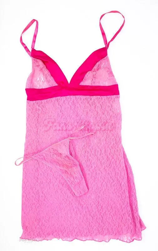 Samantha Mack Pink & Red Lace Dress + Panties Samantha Mack
