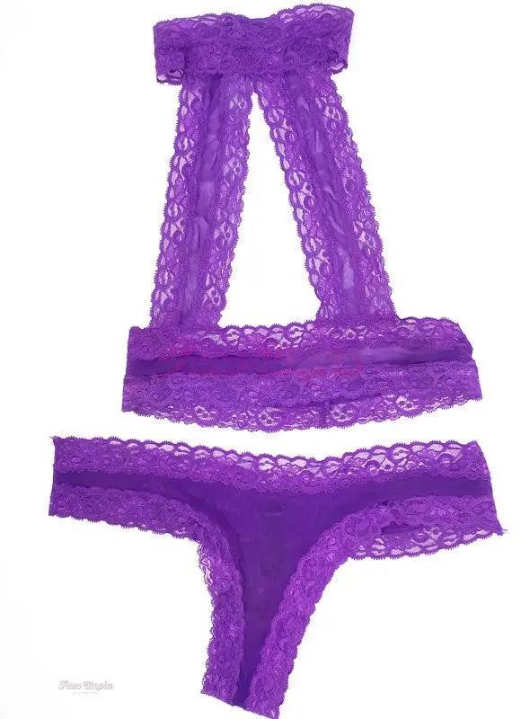 Samantha Mack Purple Stained Lace Bra & Panties Set Samantha Mack