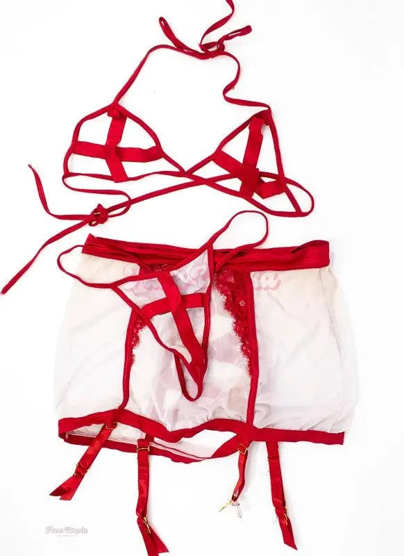 Samantha Mack Red & White Lingerie Set Samantha Mack