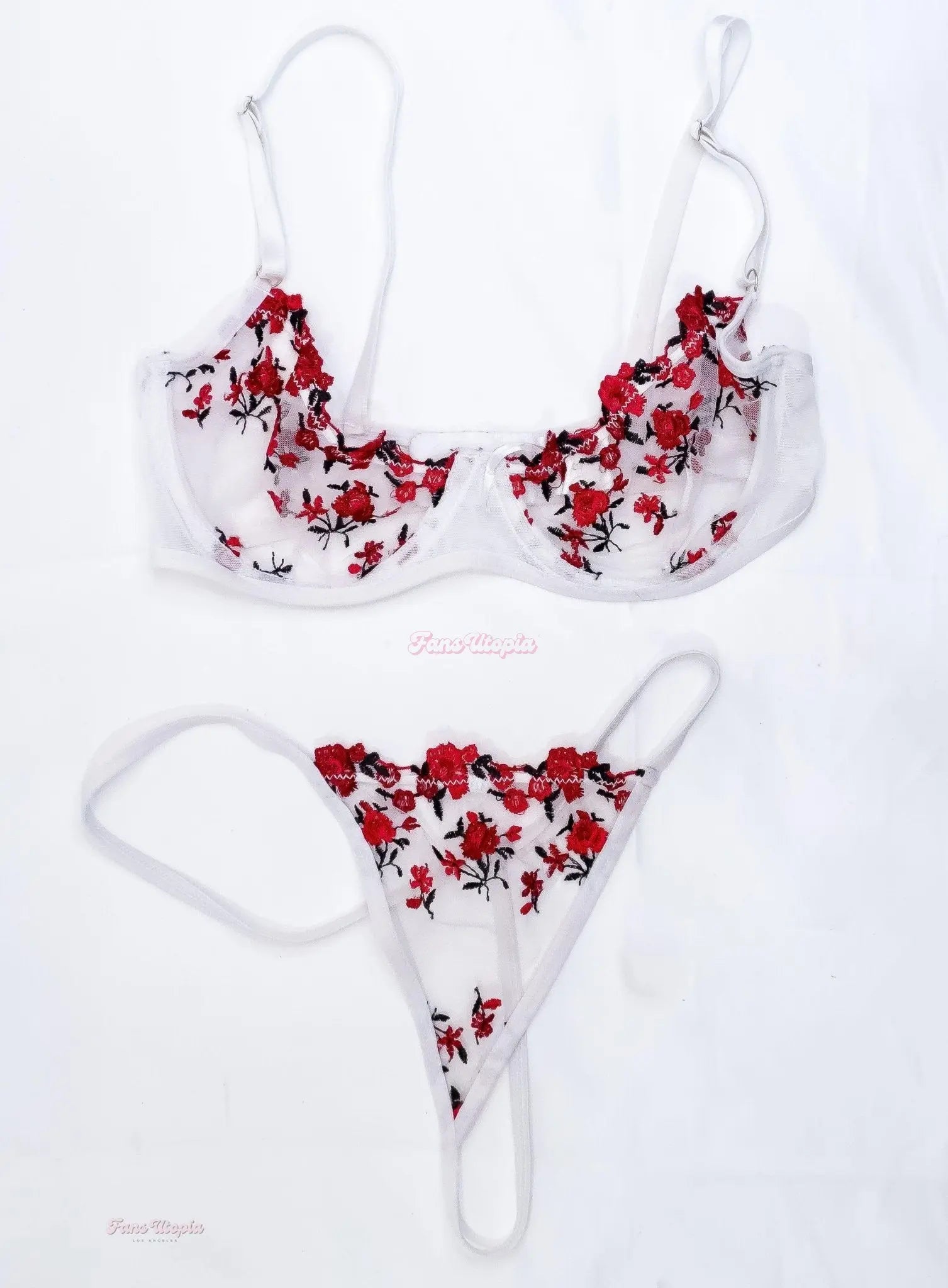 Sarah Illustrates White Floral Bra & Panties Set Sarah Illustrates