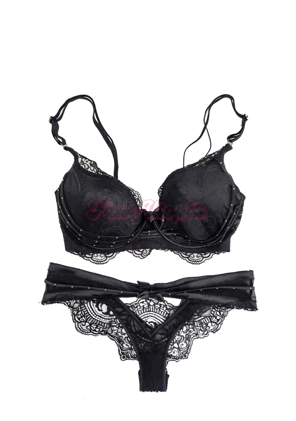 Savannah Bond Black Bow HB Bra & Panties Set Savannah Bond