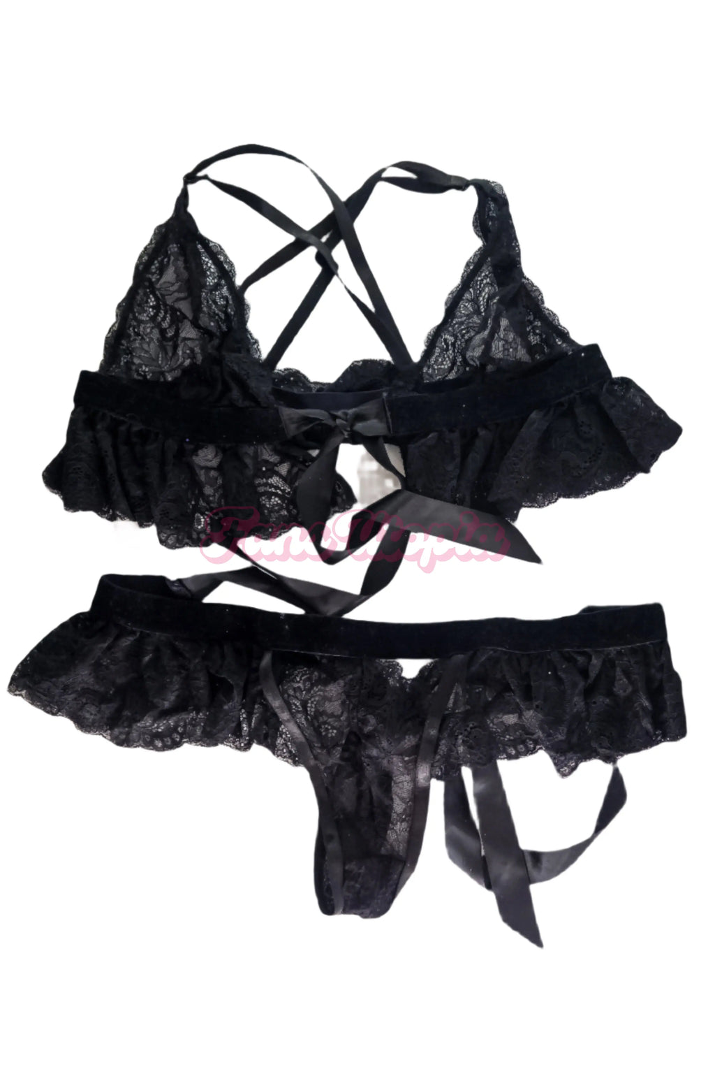 Sinatra Monroe Black Frilly Lace Bra & Panties Set Sinatra Monroe