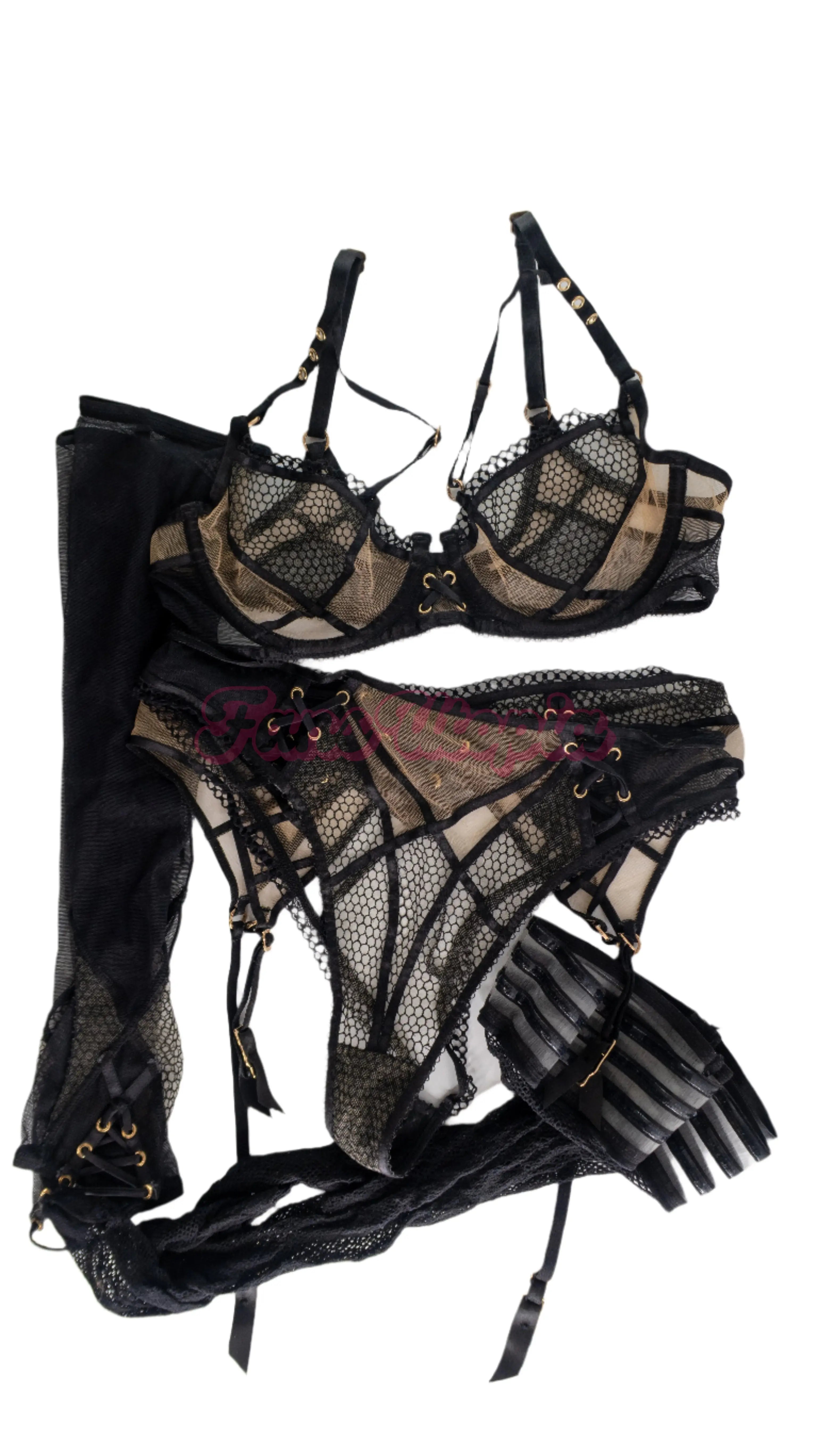 Sinatra Monroe Black HB Mesh Complete Lingerie Set Sinatra Monroe