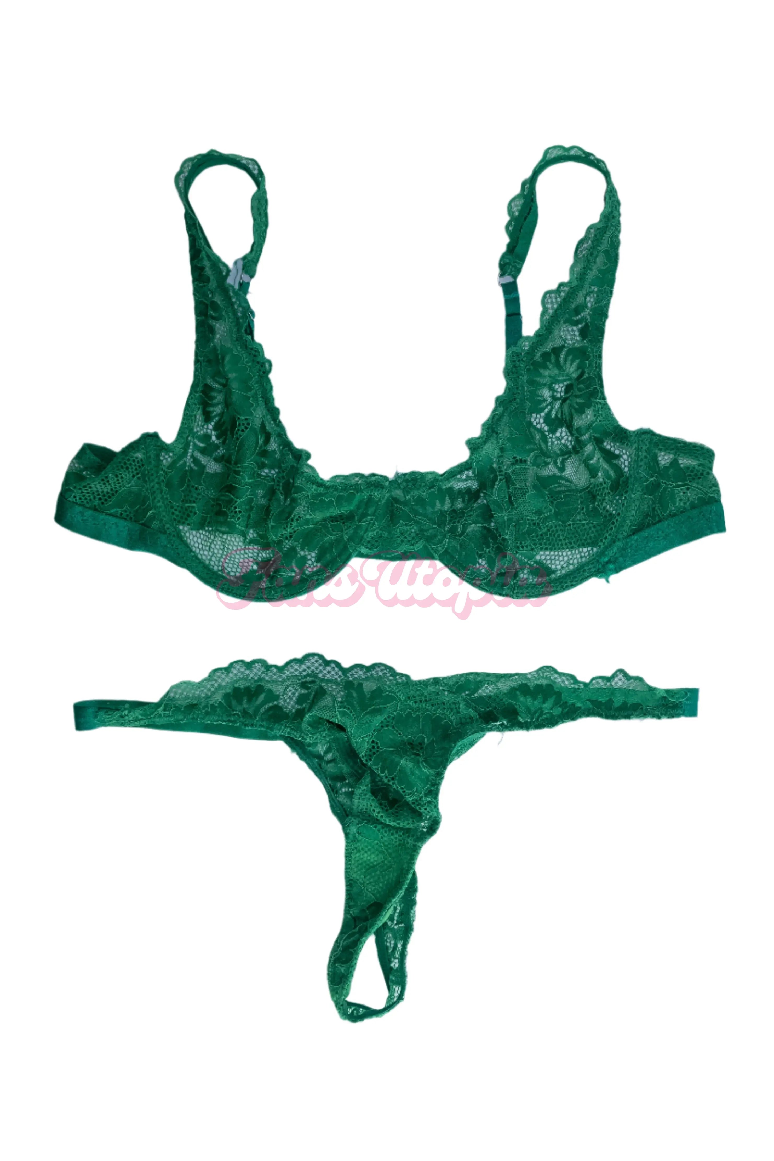 Sinatra Monroe Green Lace Bra & Panties Set Sinatra Monroe
