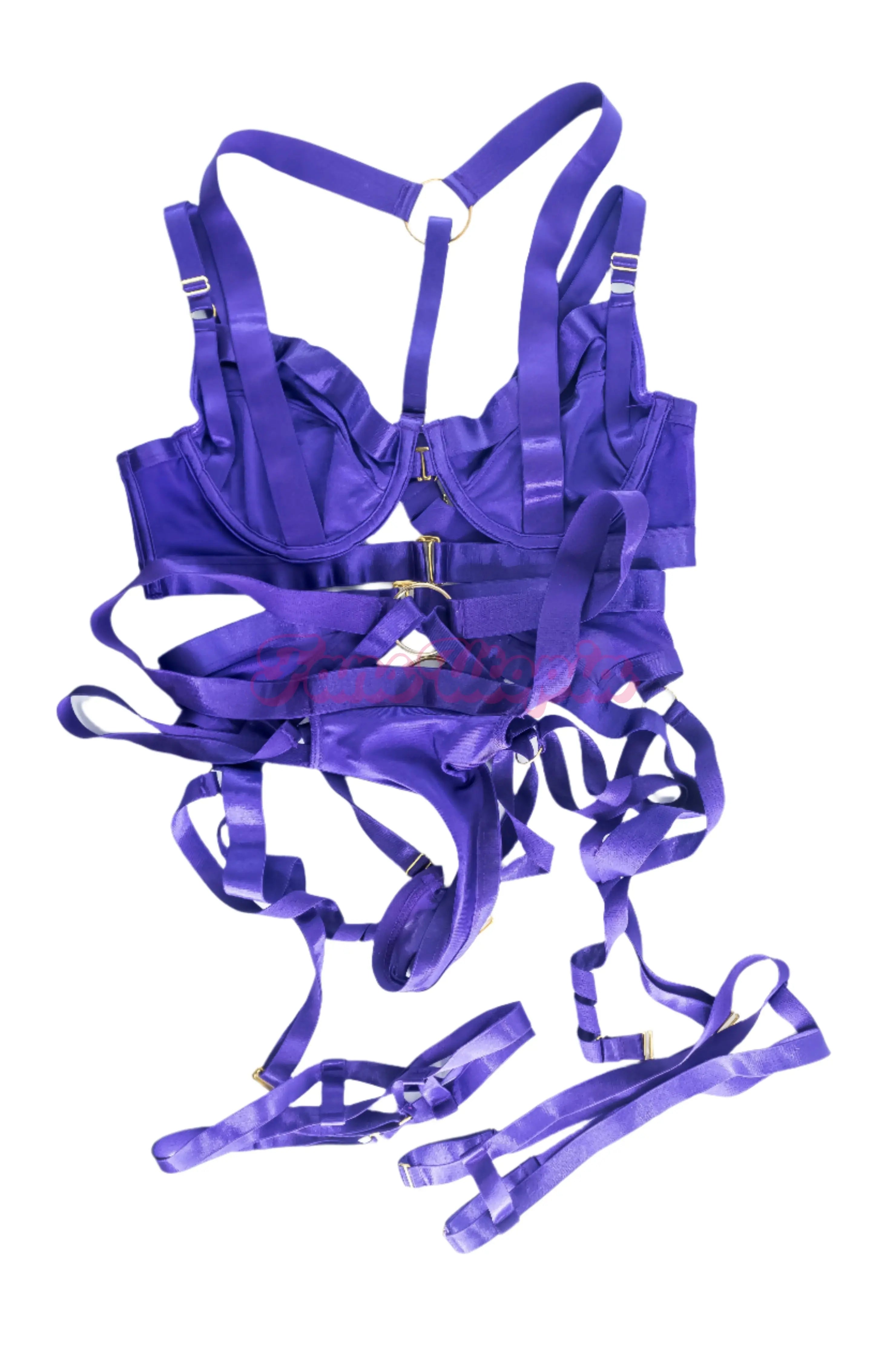 Sinatra Monroe Purple Strappy Lingerie Set Sinatra Monroe