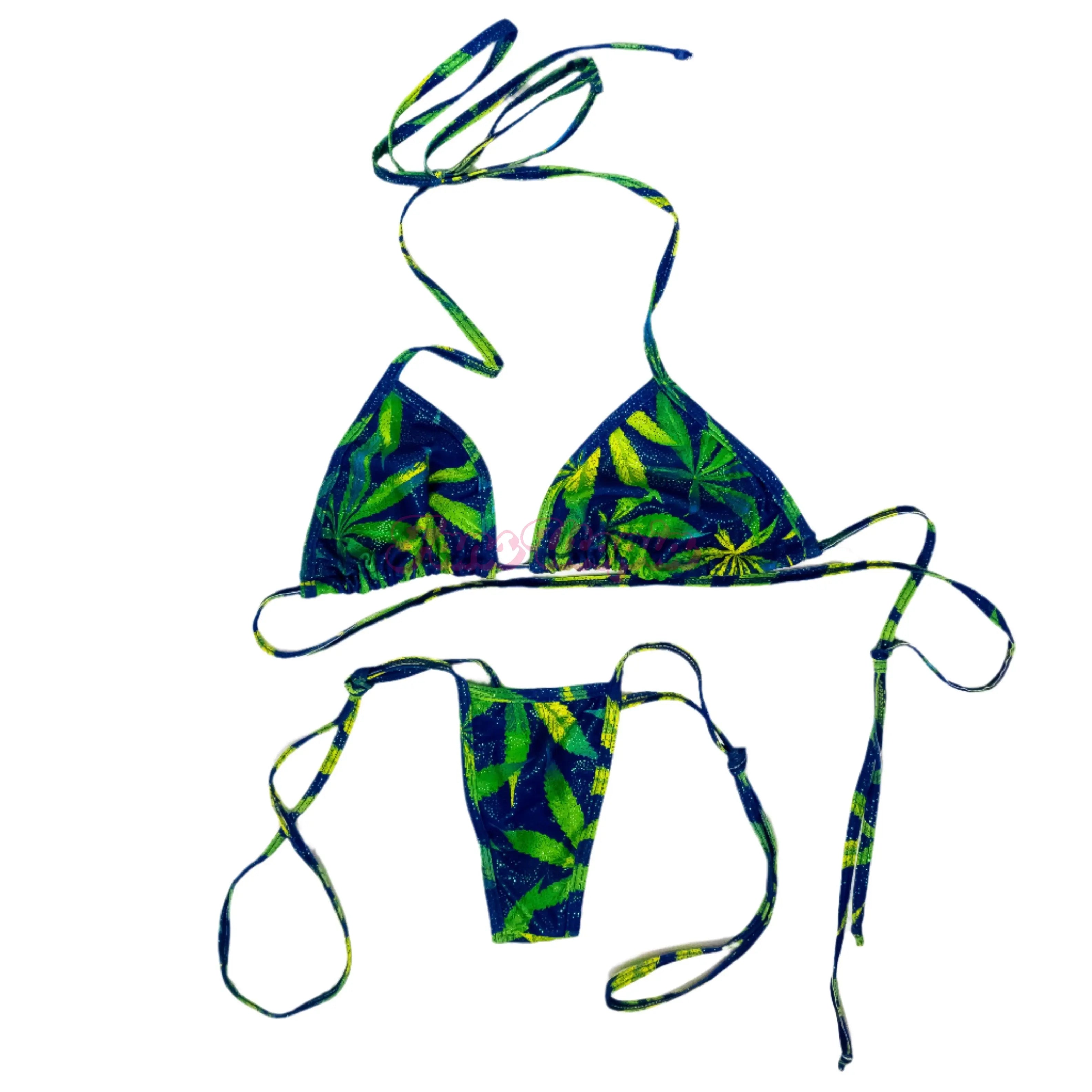 Siri Dahl Blue Green Leaf String Bikini - FANS UTOPIA SNACK LA Siri Dahl Blue Green Leaf String Bikini - FANS UTOPIA SNACK LA