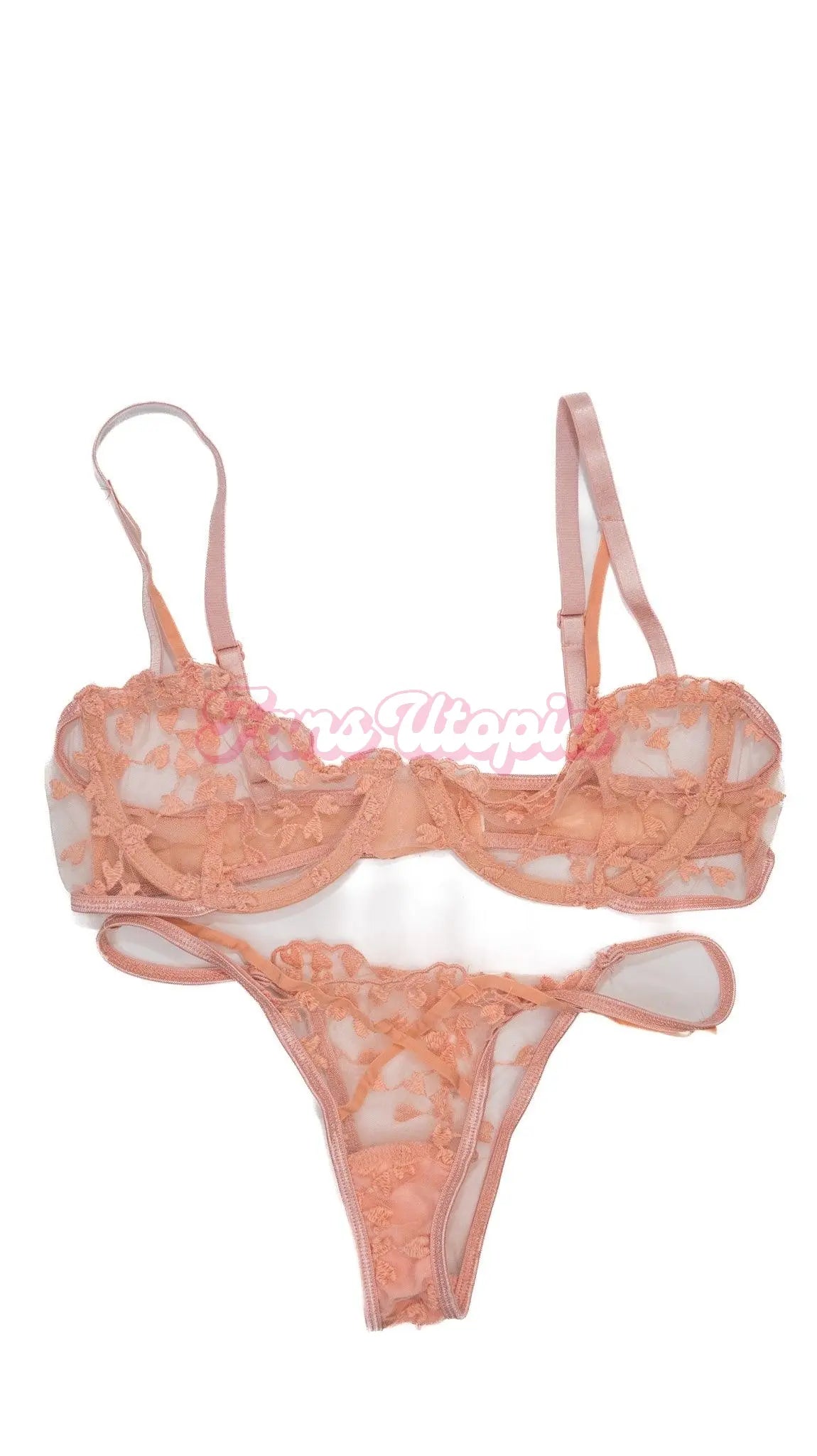 Sky Pierce Peach Lace Bra & Panty Set Sky Pierce