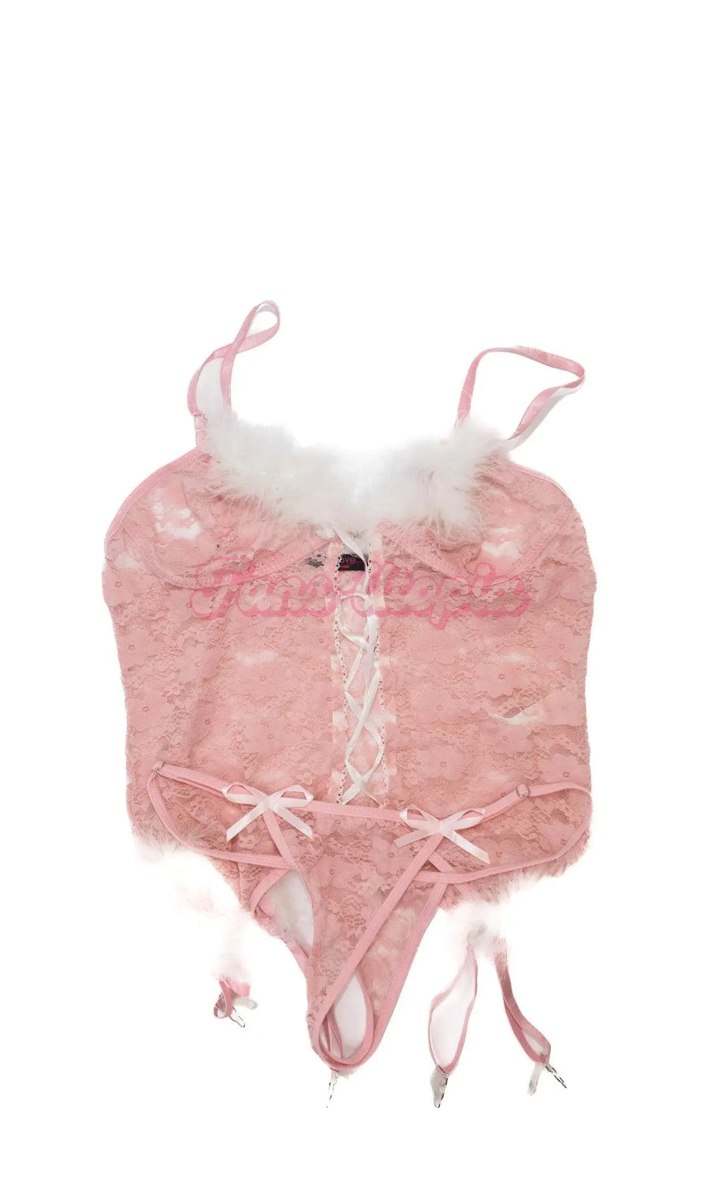 Sky Pierce Pink Lace Bustier Lingerie Set Sky Pierce